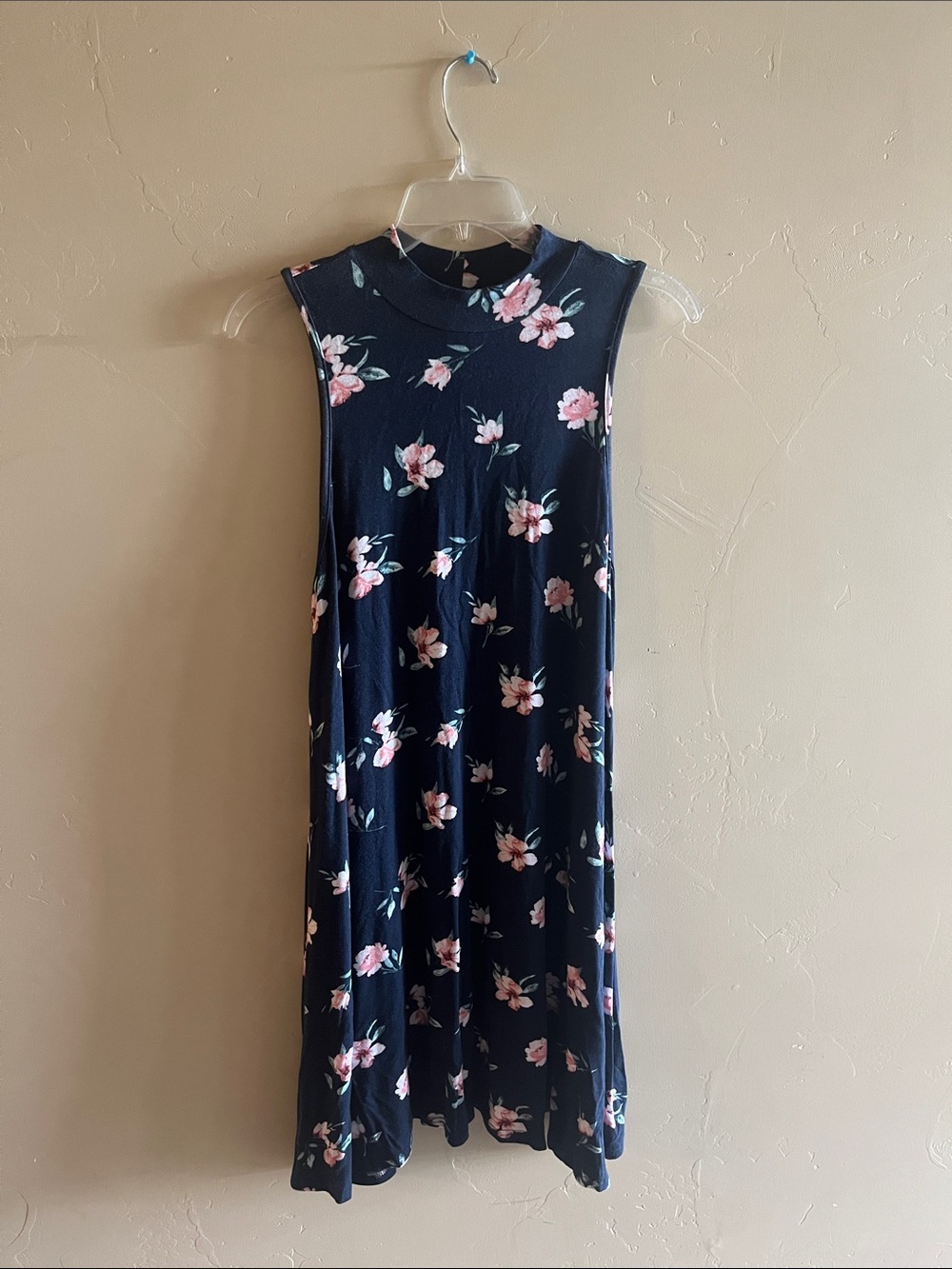 Justify Navy Sleeveless Floral Swing Dress with Pink Blooms